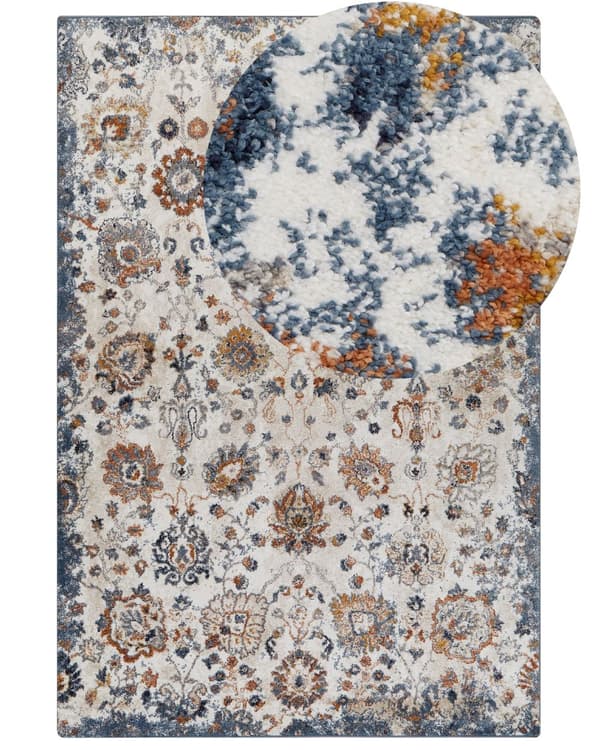 Gulvtæppe Multifarvet Polypropylen 200 x 300 cm Orientalsk Tæppe under Spisebord Vintage Traditionel Fladvævet Plasttæppe til Soveværelse