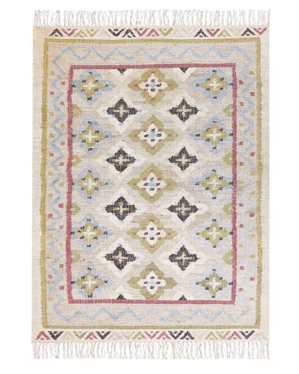 Teppe Flerfarget Jute 140 x 200 cm Rektangulært med dusker Håndvevd Boho Stue Soverom