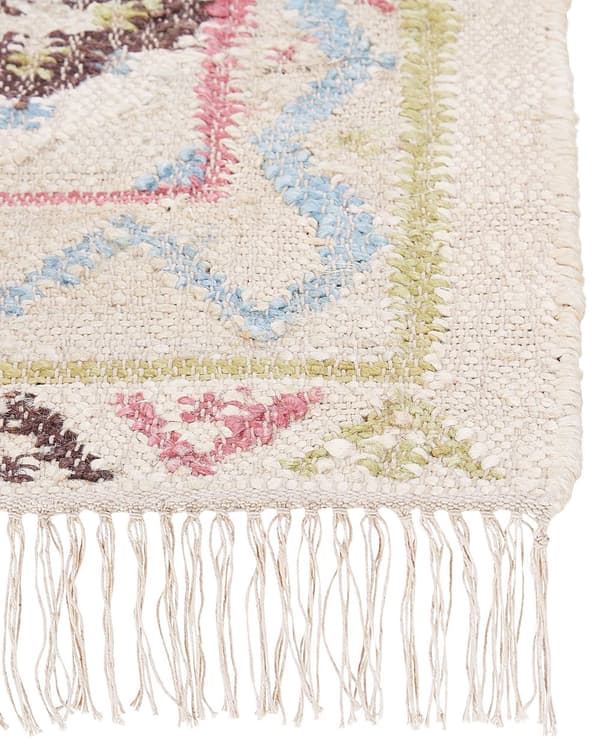 Teppe Flerfarget Jute 140 x 200 cm Rektangulært med dusker Håndvevd Boho Stue Soverom