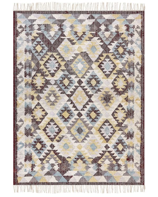 Teppe Flerfarget Jute 160 x 230 cm Rektangulært med dusker Håndvevd Boho Stue Soverom