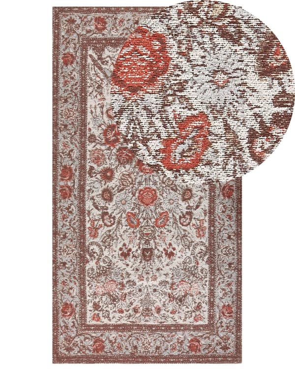 Gulvteppe Teppe Flerfarget Bomull Polyester 80 x 150 cm Blomstermønster Tradisjonelt Vintage Hjemmedekorasjon