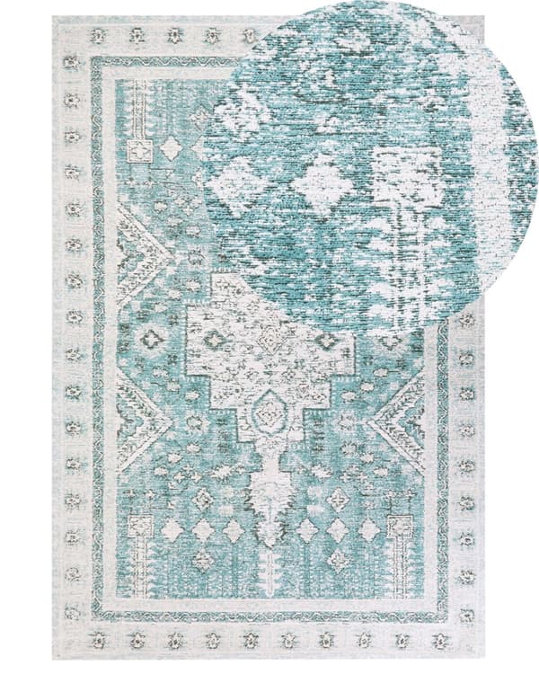 Gulvteppe Mintgrønn Grønn Bomull Polyester 200 x 300 cm Orientalsk Mønster Vintage Hjemme dekor