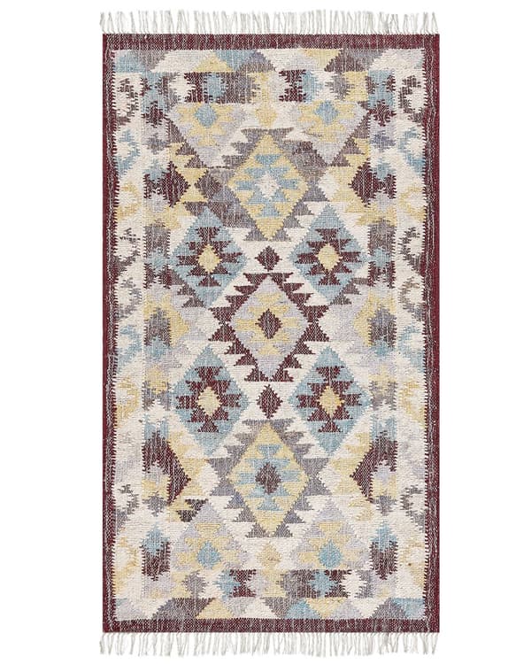Teppe Flerfarget Jute 80 x 150 cm Rektangulært med dusker Håndvevd Boho Stue Soverom