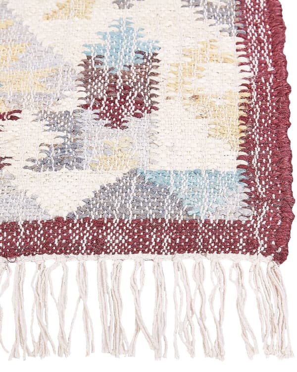 Teppe Flerfarget Jute 80 x 150 cm Rektangulært med dusker Håndvevd Boho Stue Soverom