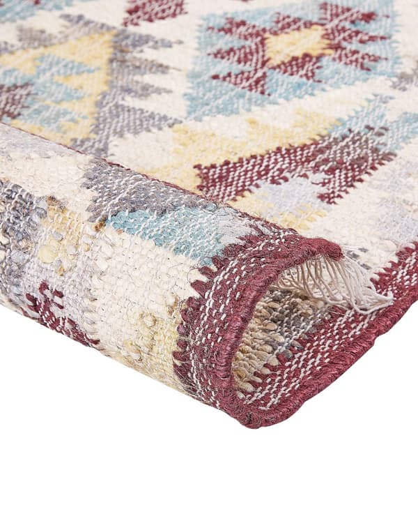 Teppe Flerfarget Jute 80 x 150 cm Rektangulært med dusker Håndvevd Boho Stue Soverom