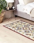 Miniatyrbilde 2 av 7: Teppe Flerfarget Jute 80 x 150 cm Rektangulært med dusker Håndvevd Boho Stue Soverom