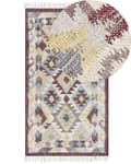 Miniatyrbilde 1 av 7: Teppe Flerfarget Jute 80 x 150 cm Rektangulært med dusker Håndvevd Boho Stue Soverom