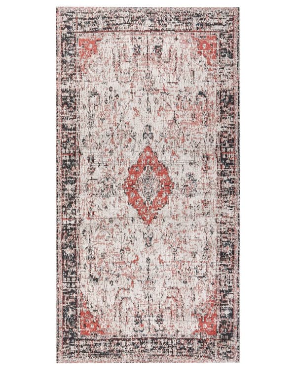 Gulvteppe Rød Beige Bomull Polyester 80 x 150 cm Orientalsk mønster Vintage Hjemdekor