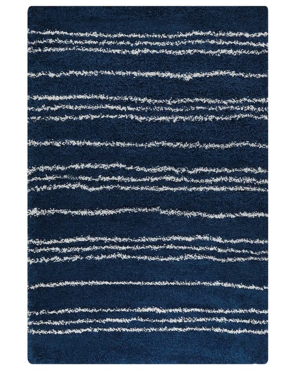 Område Tæppe Blå og Hvid Polypropylen 200 x 300 cm Moderne Stribet Mønster Stuetilbehør