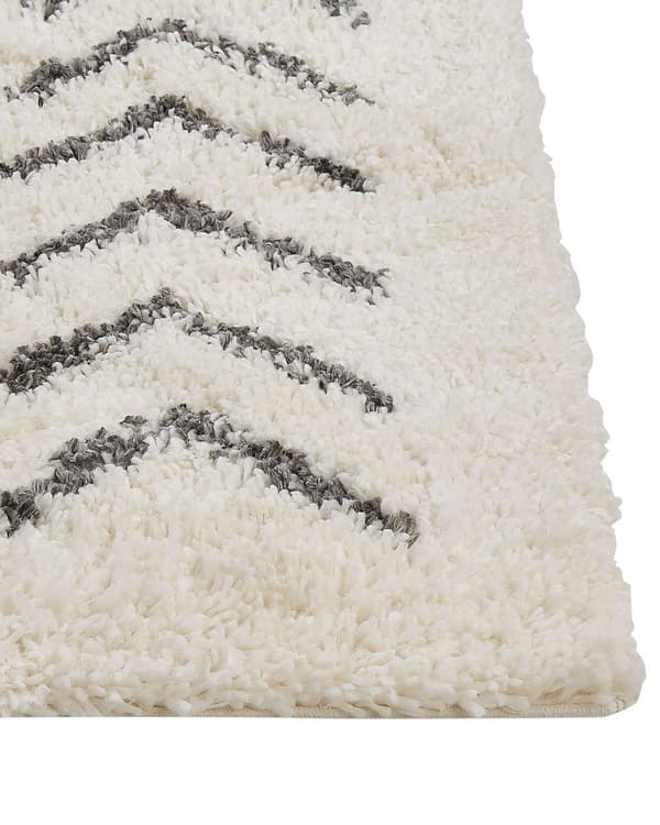 Gulvtæppe Hvid Grå Polyester og Bomuld 160 x 230 cm Blød Ryatæppe Luvtæppe Shaggy Tæppe under Sofabord Indendørs Moderne Pigeværelse Stue