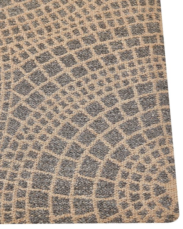 Matto beige/harmaa juutti 80 x 150 cm neliskulmainen geometrinen kuvio boho-tyyli