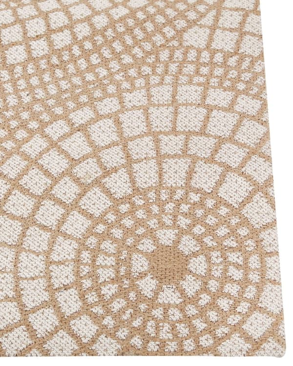Matto beige/valkoinen juutti 200 x 300 cm neliskulmainen geometrinen kuvio boho-tyyli