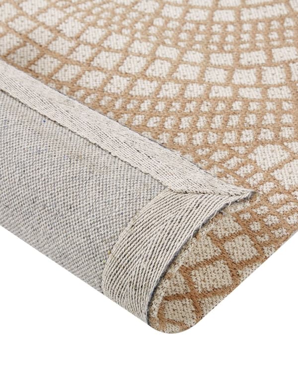 Matto beige/valkoinen juutti 200 x 300 cm neliskulmainen geometrinen kuvio boho-tyyli