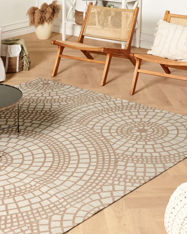 Matto beige/valkoinen juutti 200 x 300 cm neliskulmainen geometrinen kuvio boho-tyyli