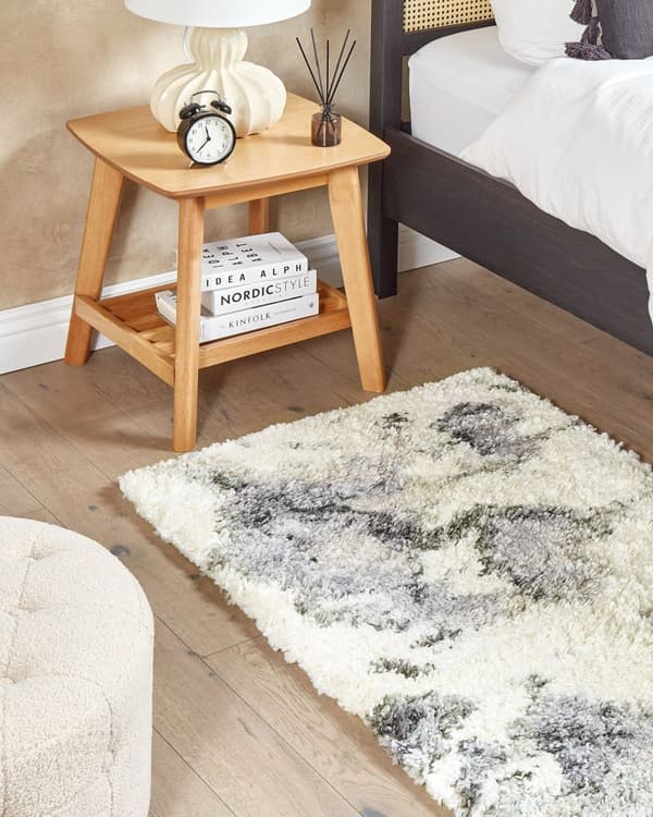 Teppe Hvit Grå 80 x 150 cm Shaggy Abstrakt mønster Tradisjonell stil Boho Stue Soverom Dekorativt