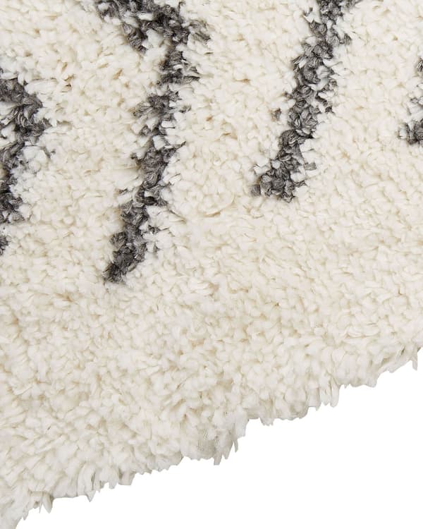 Gulvtæppe Hvid Grå Polyester og Bomuld 200 x 300 cm Blød Ryatæppe Luvtæppe Shaggy Tæppe under Spisebord Indendørs Moderne Tilbehør