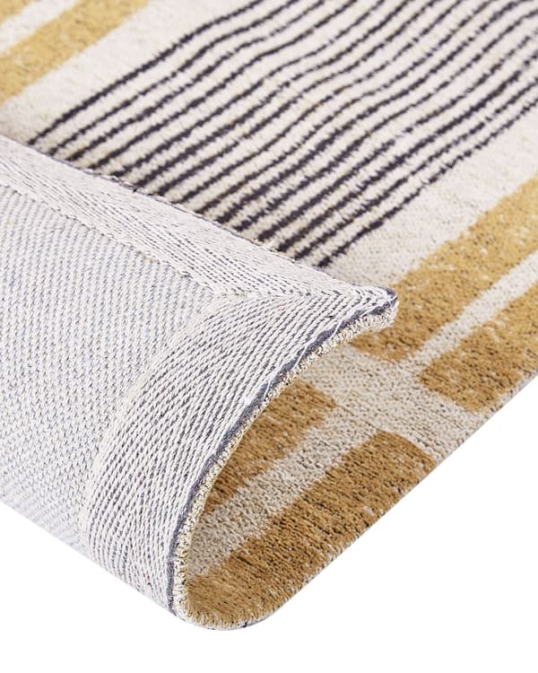 Matto keltainen musta 80 x 150 cm puuvilla polyesteri lyhyt nukka jacquard-kudottu raidallinen boho