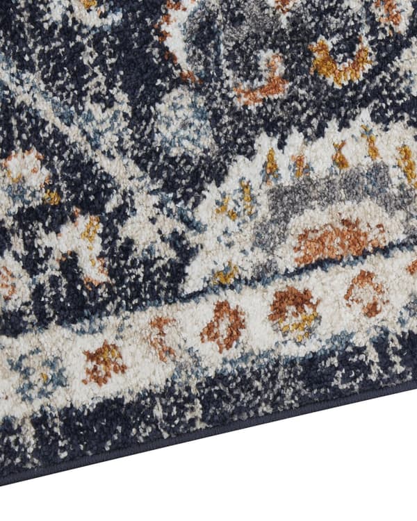 Matto sininen/beige 160 x 230 cm orientaalinen kuvio kulunut viimeistely vintage tyyli