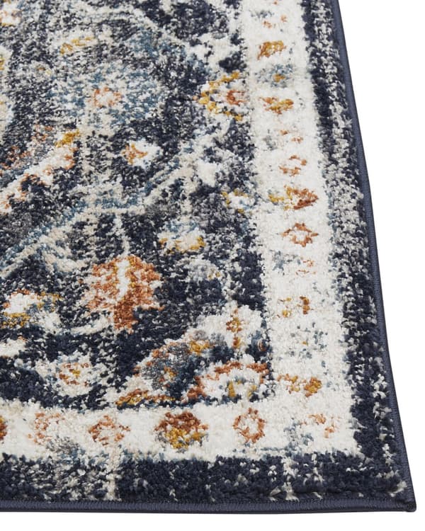 Matto sininen/beige 160 x 230 cm orientaalinen kuvio kulunut viimeistely vintage tyyli