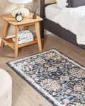 Pikkukuva 2 / 7: Matto sininen/beige 80 x 150 cm orientaalinen kuvio kulunut viimeistely vintage tyyli
