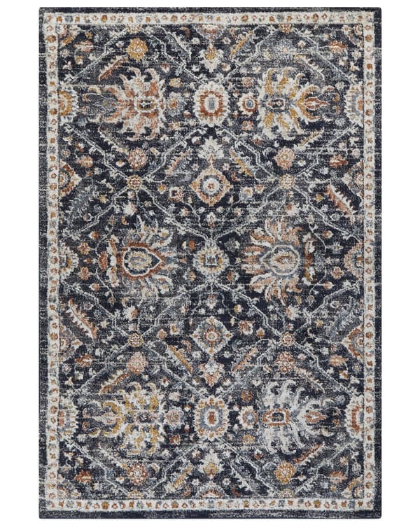 Matto sininen/beige 200 x 300 cm orientaalinen kuvio kulunut viimeistely vintage tyyli