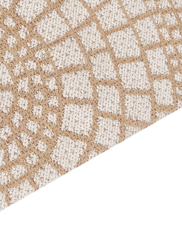Område Tæppe Beige og Hvid Jute 200 x 300 cm Rektangulært med Geometrisk Mønster Fladvævet Boho-stil Soveværelse Stue