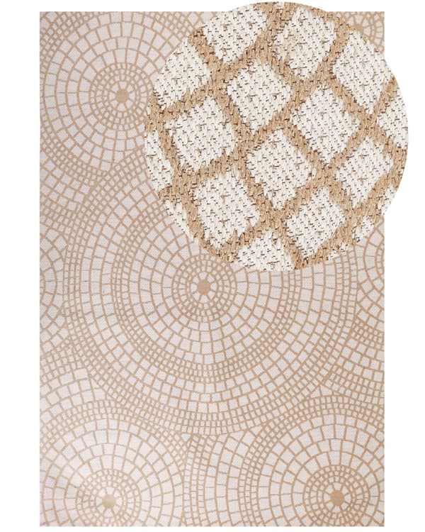 Område Tæppe Beige og Hvid Jute 200 x 300 cm Rektangulært med Geometrisk Mønster Fladvævet Boho-stil Soveværelse Stue