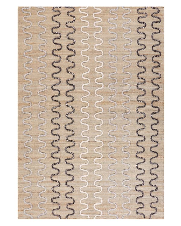 Teppe Gulvteppe Beige Jute 140 x 200 cm Geometrisk Mønster Rustikk Boho