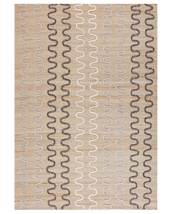 Teppe Gulvteppe Beige Jute 160 x 230 cm Geometrisk Mønster Rustikk Boho