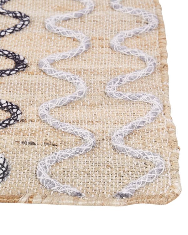 Teppe Gulvteppe Beige Jute 160 x 230 cm Geometrisk Mønster Rustikk Boho
