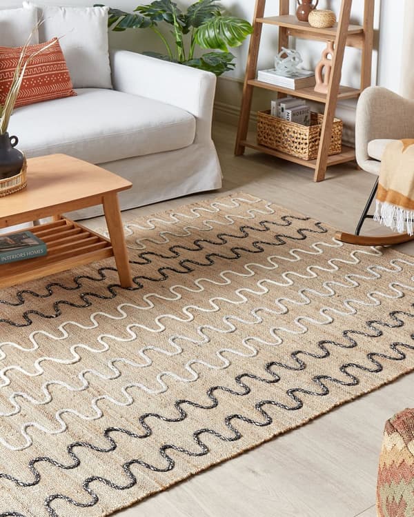 Teppe Gulvteppe Beige Jute 160 x 230 cm Geometrisk Mønster Rustikk Boho