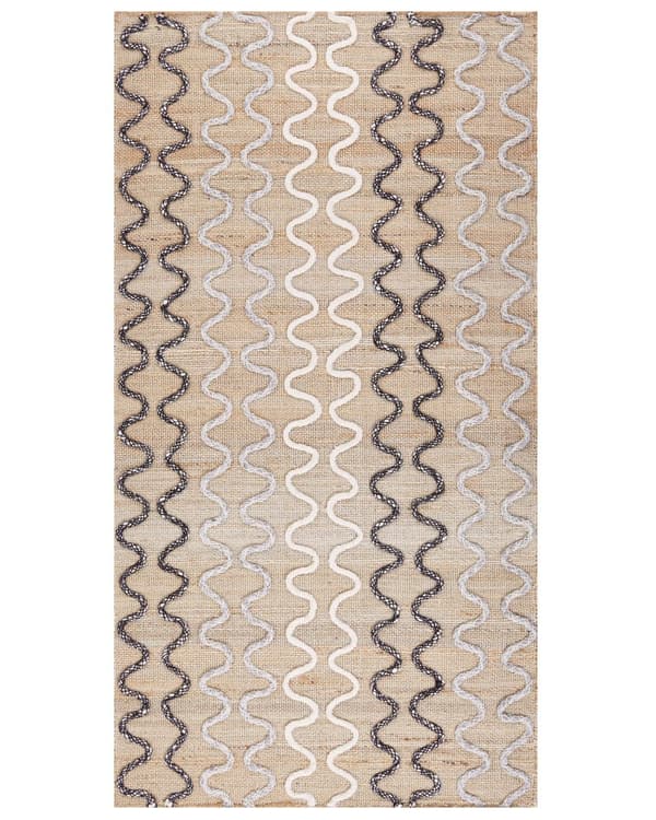 Teppe Gulvteppe Beige Jute 80 x 150 cm Geometrisk Mønster Rustikk Boho
