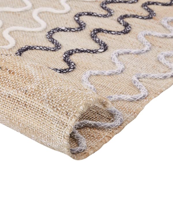 Teppe Gulvteppe Beige Jute 80 x 150 cm Geometrisk Mønster Rustikk Boho