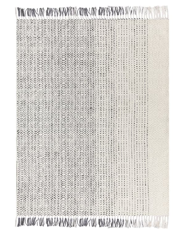 Teppe Hvit Grå Bomull 160 x 230 cm Håndvevd Flatvev med dusker