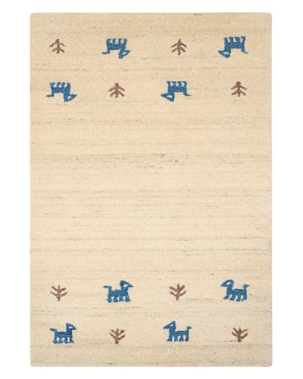Matto beige 140 x 200 cm villa luontokuvio suorakulmio matala nukka käsin tuftattu rustiikkinen Gabbeh