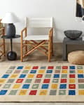 Pikkukuva 2 / 7: Matto monivärinen 160 x 230 cm villa suorakulmio geometrinen kuvio matala nukka rustiikkinen Gabbeh