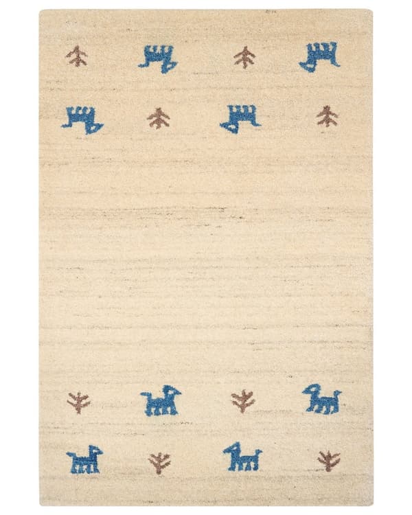 Matto beige 200 x 300 cm villa luontokuvio suorakulmio matala nukka käsin tuftattu rustiikkinen Gabbeh