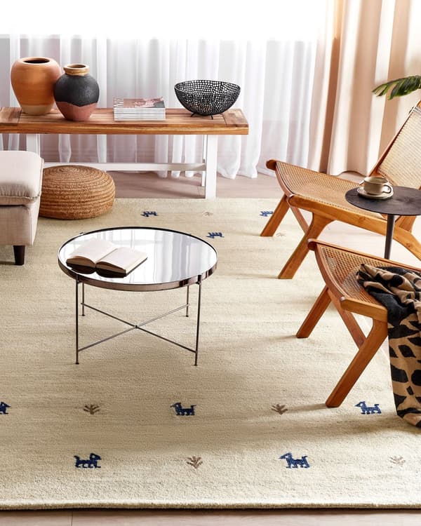Matto beige 200 x 300 cm villa luontokuvio suorakulmio matala nukka käsin tuftattu rustiikkinen Gabbeh
