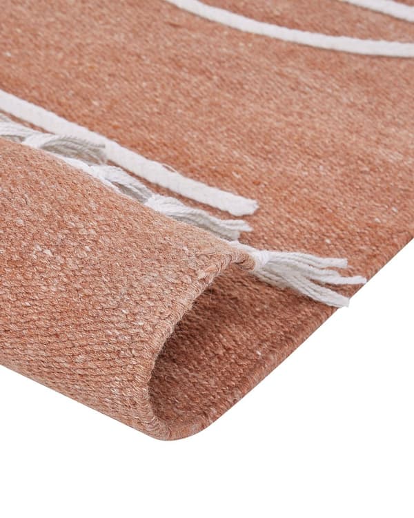 Gulvteppe Lyserød Rød Polyester 80 x 150 cm Rektangulær Abstrakt mønster med dusker Boho Innendørs Utendørs