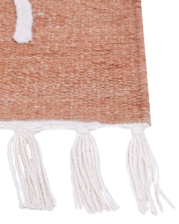Gulvteppe Lyserød Rød Polyester 80 x 150 cm Rektangulær Abstrakt mønster med dusker Boho Innendørs Utendørs