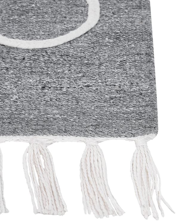 Gulvteppe Grå Polyester 80 x 150 cm Rektangulær Abstrakt mønster med dusker Boho Innendørs Utendørs