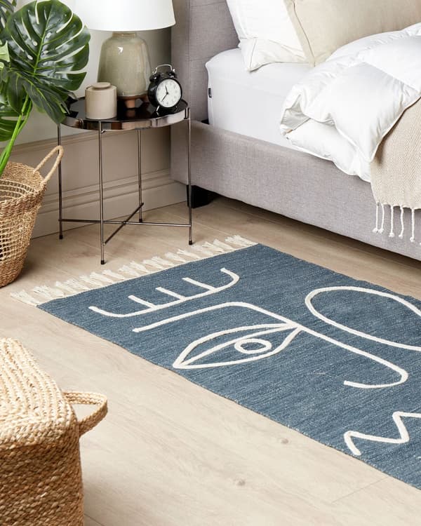 Gulvteppe Grå Polyester 80 x 150 cm Rektangulær Abstrakt mønster med dusker Boho Innendørs Utendørs