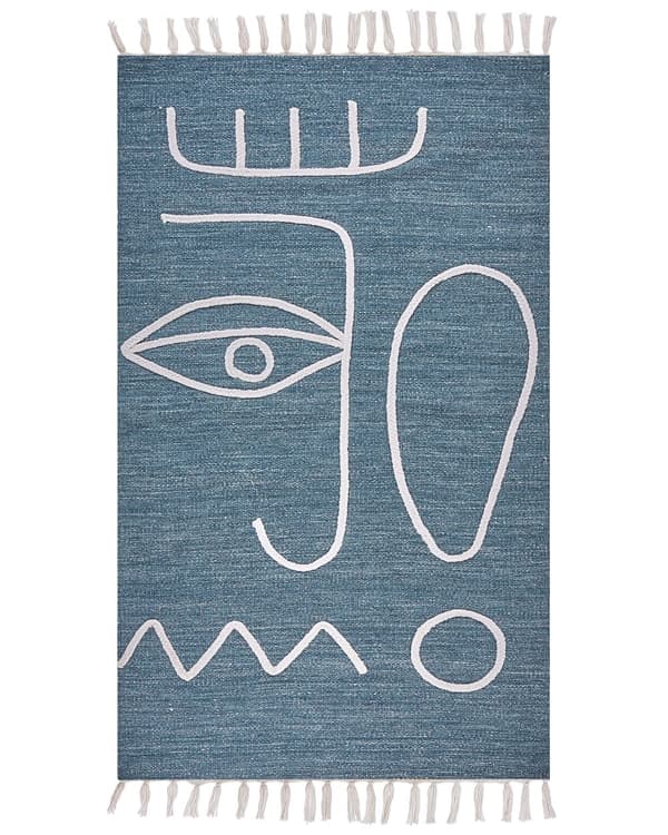 Gulvteppe Grå Polyester 80 x 150 cm Rektangulær Abstrakt mønster med dusker Boho Innendørs Utendørs