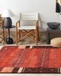 Miniatyrbillede 2 af 7: Gabbeh Tæppe Rødt Uld 160 x 230 cm Tyk Tæt Luv Traditionelt Rustikt Mønster Bjælkehytte