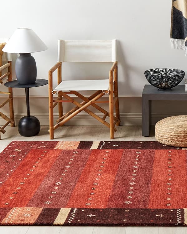 Gabbeh Tæppe Rødt Uld 160 x 230 cm Tyk Tæt Luv Traditionelt Rustikt Mønster Bjælkehytte