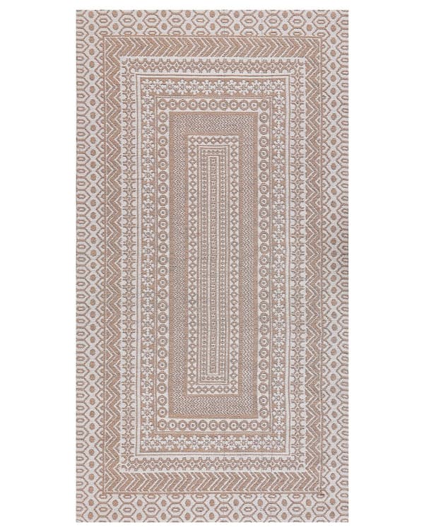 Gulvteppe Beige Hvit Jute 80 x 150 cm Moderne Geometrisk mønster Myk Hjemmeinnredning