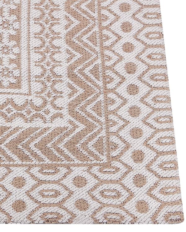 Gulvteppe Beige Hvit Jute 80 x 150 cm Moderne Geometrisk mønster Myk Hjemmeinnredning