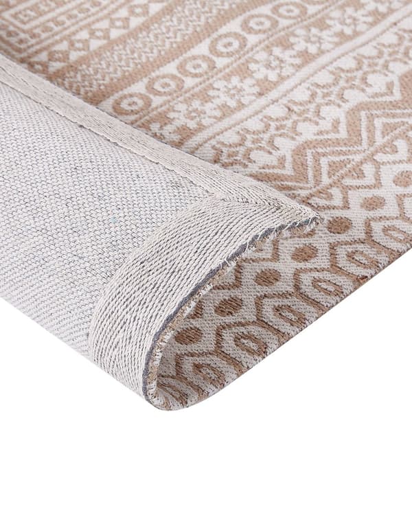 Gulvteppe Beige Hvit Jute 80 x 150 cm Moderne Geometrisk mønster Myk Hjemmeinnredning