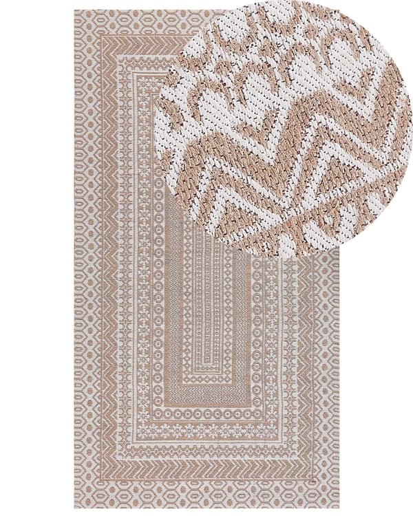Gulvteppe Beige Hvit Jute 80 x 150 cm Moderne Geometrisk mønster Myk Hjemmeinnredning