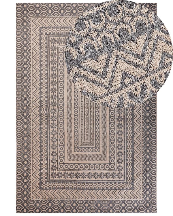 Gulvteppe Beige Grå Jute 200 x 300 cm Moderne Geometrisk mønster Myk Hjemmeinnredning